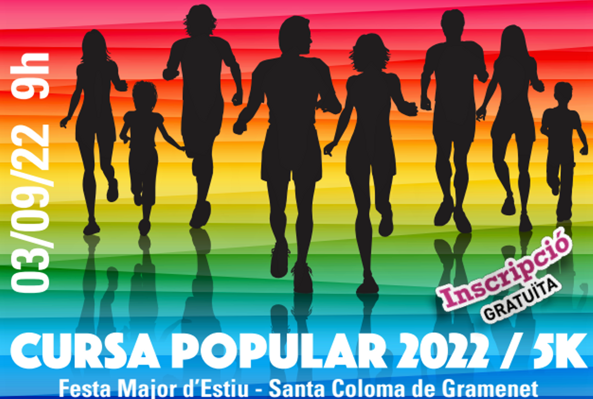 Cartel de la carrera popular de la Fiesta Mayor de Santa Coloma 2022.