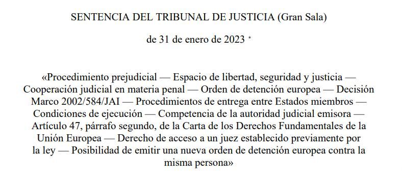 Texto íntegro de la sentencia del TJUE sobre la euroorden contra Carles Puigdemont