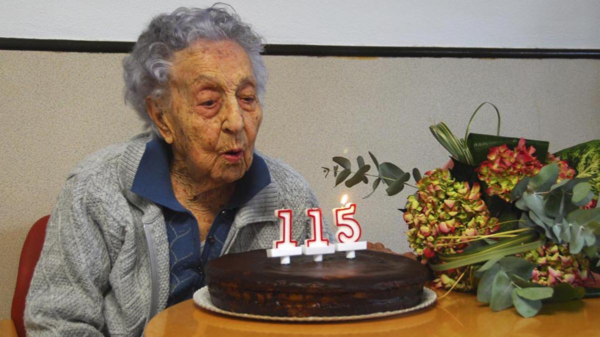 Maria Branyas, en la celebración de su 115 aniversario.