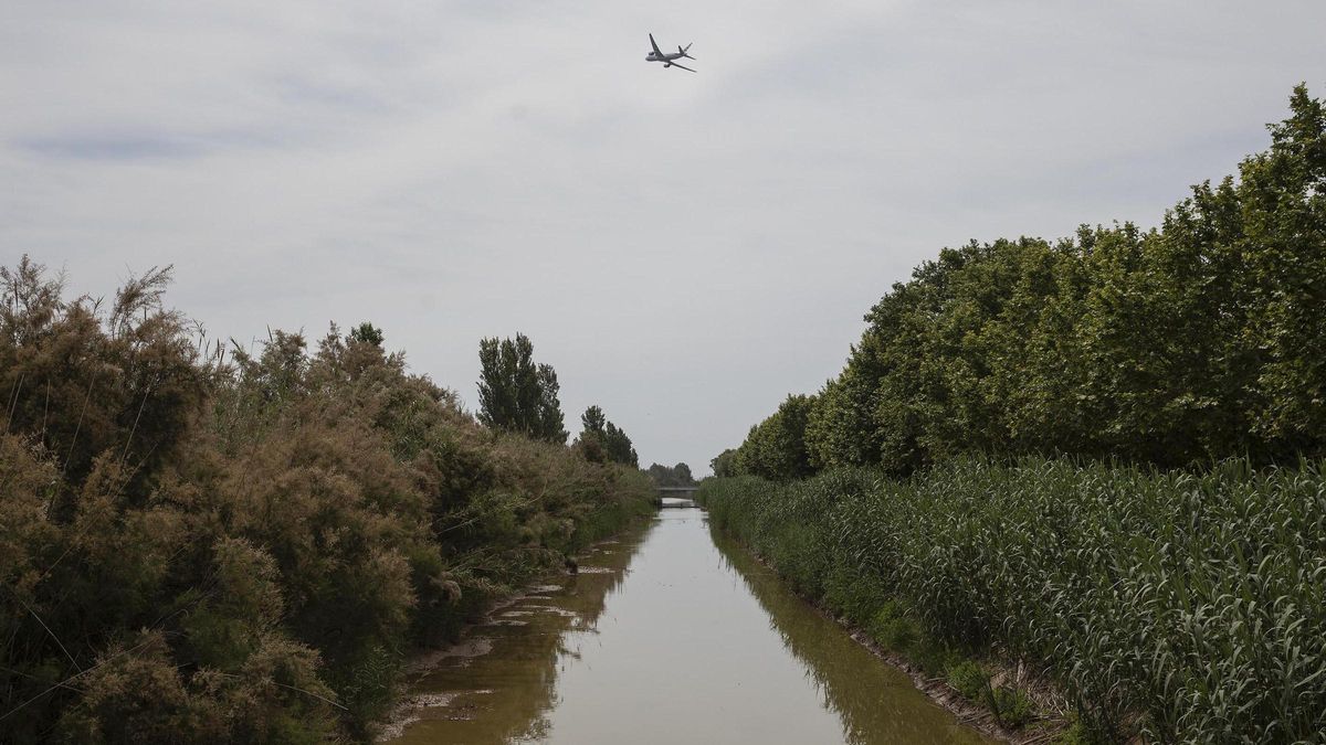 Un avión con destino a Miami sobrevuela los dominios del delta del Llobregat tras despegar desde la tercera pista de El Prat Un avión con destino a Miami sobrevuela los dominios del delta del Llobregat tras despegar desde la tercera pista de El Prat