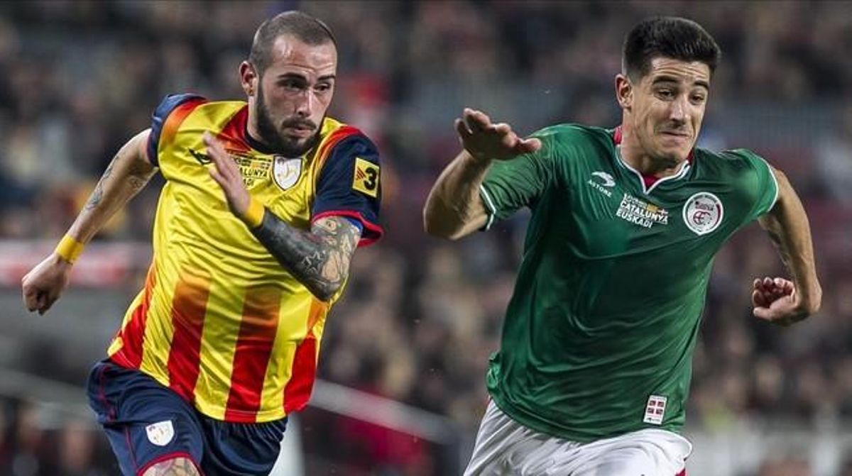 Aleix Vidal trata de superar a Yuri Berchiche en el Catalunya-Euskadi. Aleix Vidal trata de superar a Yuri Berchiche en el Catalunya-Euskadi.