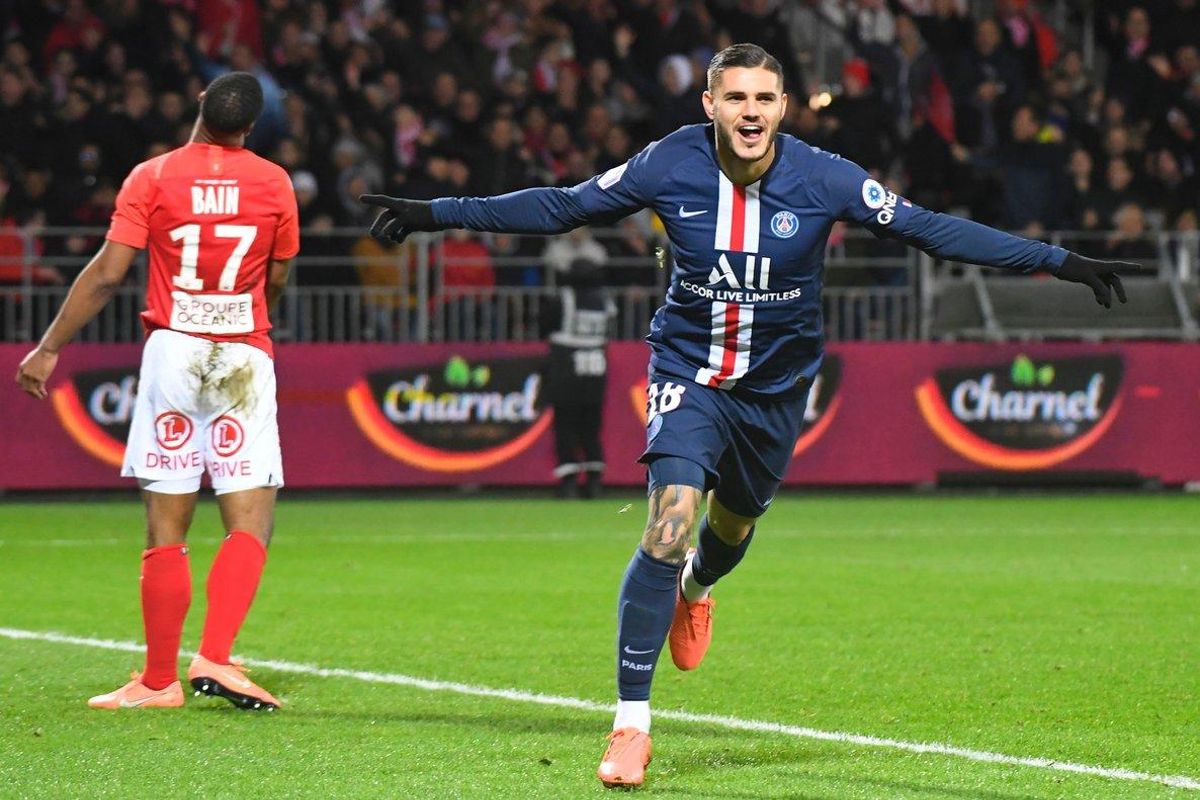 El argentino Mauro Icardi celebra un gol con el París Saint-Germain. El argentino Mauro Icardi celebra un gol con el París Saint-Germain.