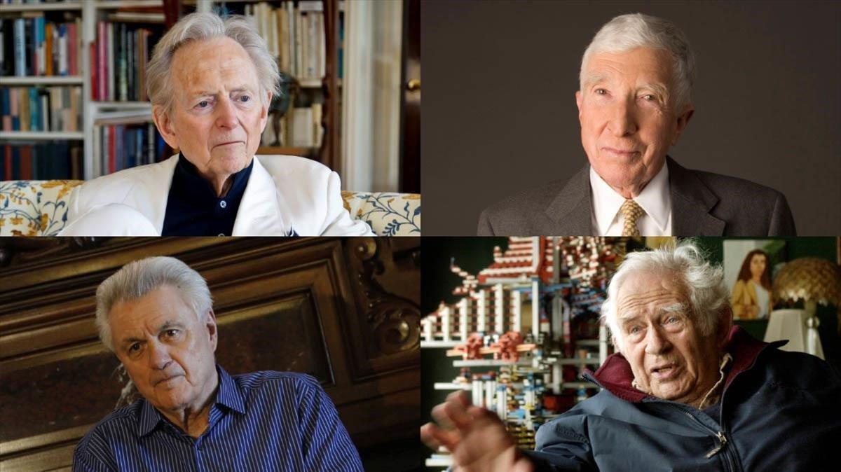De izquierda a derecha y de arriba abajo, Tom Wolfe, John Updike, John Irving y Norman Mailer.