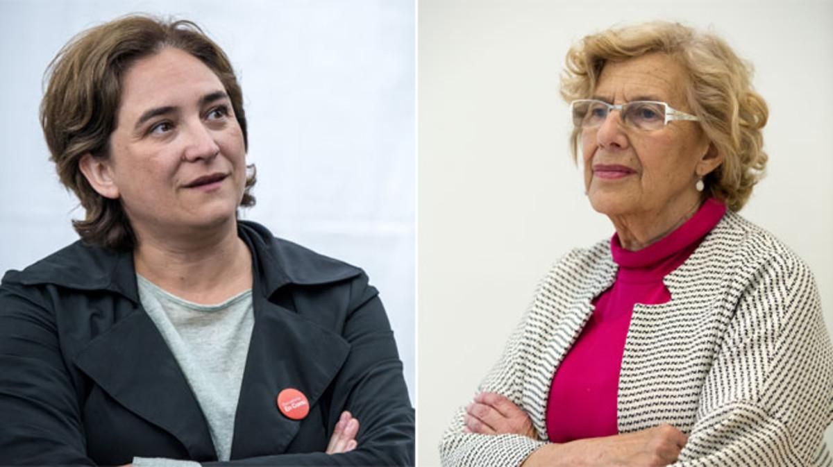 Ada Colau y Manuela Carmena, un año de pelea municipal. Ada Colau y Manuela Carmena, un año de pelea municipal.