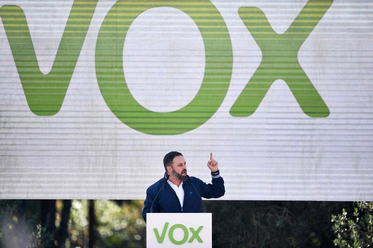 El presidente de Vox, Santiago Abascal durante un mítin.