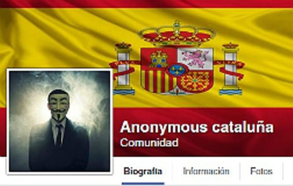La página de Facebook de ’Anonymous Catalunya’ La página de Facebook de ’Anonymous Catalunya’