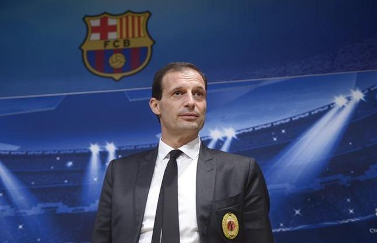 Massimiliano Allegri, en la sala de prensa del Camp Nou. Massimiliano Allegri, en la sala de prensa del Camp Nou.