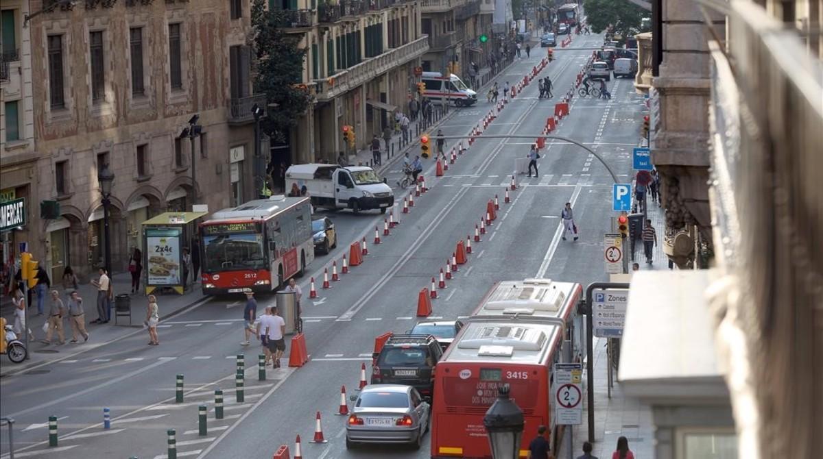 La Gran Vía de Barcelona el pasado 22 de septiembre, Día sin Coche. 