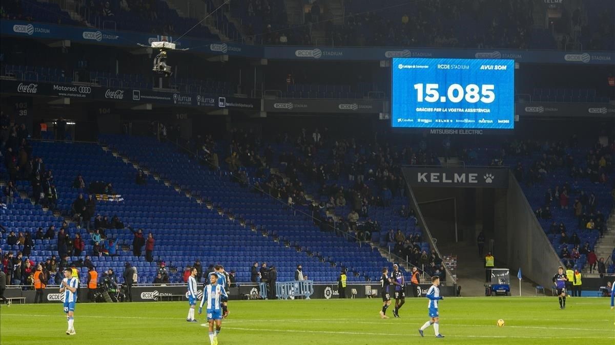 Un aspecto del RCDE Stadium durante el partido entre Espanyol y Leganés. Un aspecto del RCDE Stadium durante el partido entre Espanyol y Leganés.