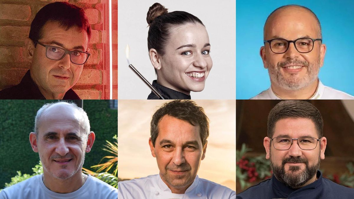 Ricard Camarena, Martina Puigvert, Jordi Vilà (arriba), Paco Pérez, Javier Olleros y Dani García (debajo), seis de los cocineros de restaurantes españoles que son candidatos a mejor chef del mundo. Ricard Camarena, Martina Puigvert, Jordi Vilà (arriba), Paco Pérez, Javier Olleros y Dani García (debajo), seis de los cocineros de restaurantes españoles que son candidatos a mejor chef del mundo.