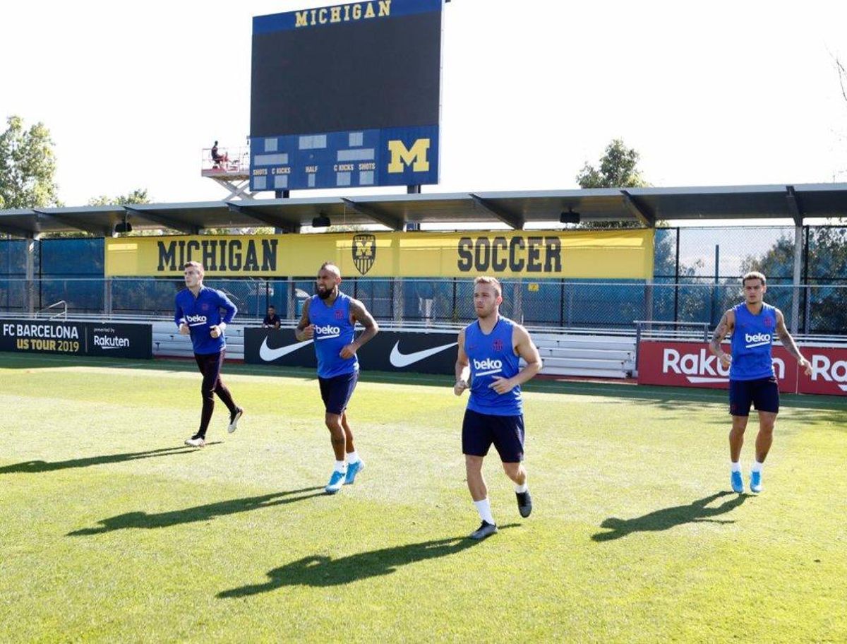 Entrenamiento del Barça en Michigan. Entrenamiento del Barça en Michigan.