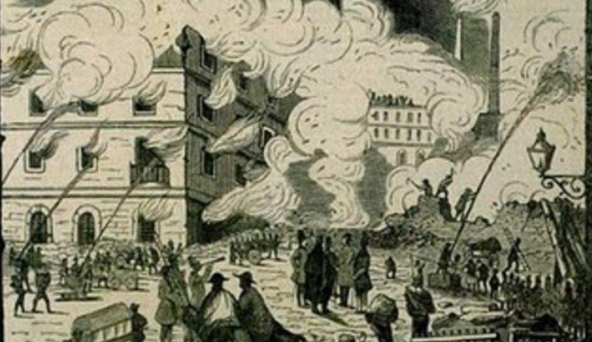 Incendio de la Fàbrica Bonaplata, la primera que produjo máquinas de vapor.