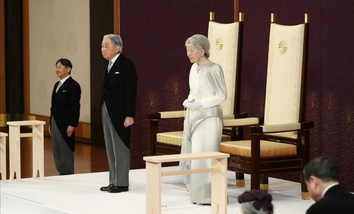 El emperador Akihito durante su ceremonia de abdicación. El emperador Akihito durante su ceremonia de abdicación.