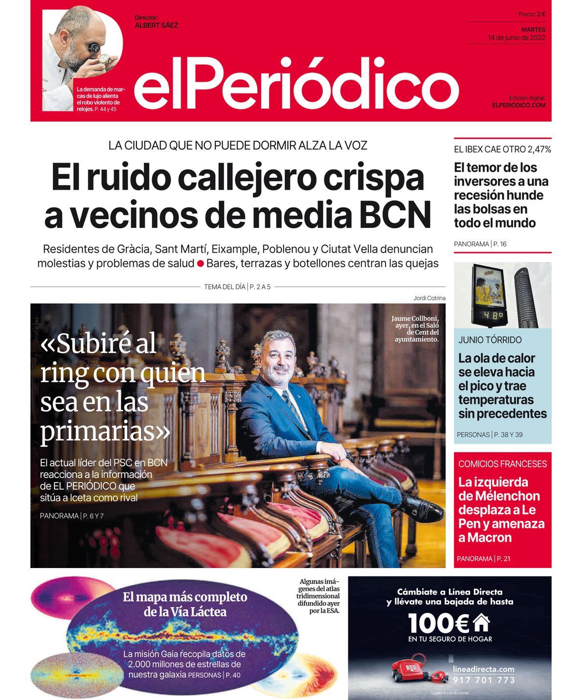La portada de EL PERIÓDICO del 14 de junio de 2022