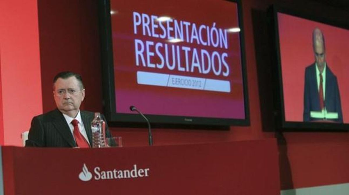 Alfredo Sáenz, durante la presentación de resultados del Santander. Alfredo Sáenz, durante la presentación de resultados del Santander.