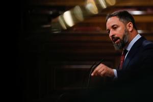 El líder de Vox, Santiago Abascal, en el Congreso este miércoles