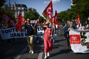 Manifestación contra la reforma de las pensiones, este miércoles en París.