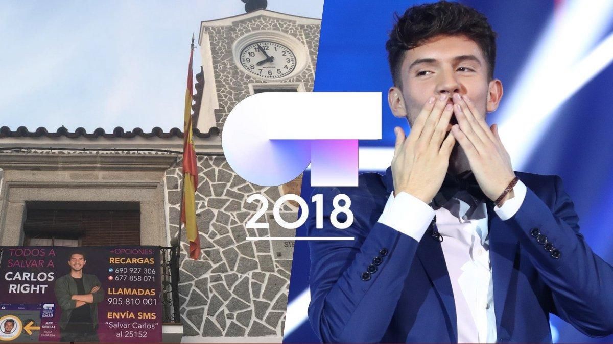 La pancarta que el Ayuntamiento de Pedroche (Córdoba) colgó en su balcón principal para apoyar a Carlos Right en ’OT 2018’. La pancarta que el Ayuntamiento de Pedroche (Córdoba) colgó en su balcón principal para apoyar a Carlos Right en ’OT 2018’.