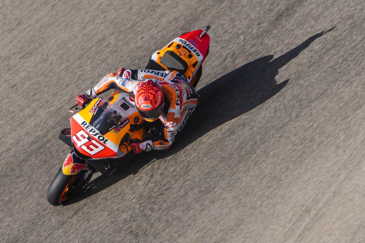Marc Márquez (Honda), en el primer entrenamiento de hoy en el GP de Aragón. Marc Márquez (Honda), en el primer entrenamiento de hoy en el GP de Aragón.