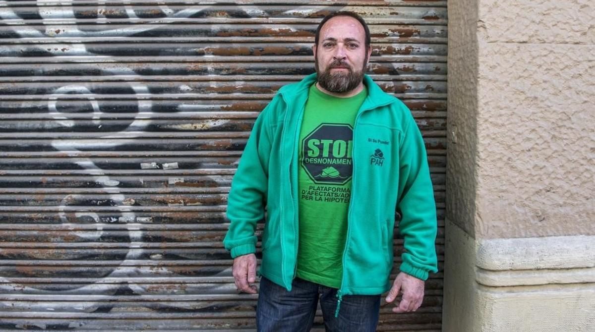 Jordi Aranyó, en la sede de la PAH. Jordi Aranyó, en la sede de la PAH.