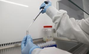 Un científico trabaja en una potencial vacuna contra el covid-19 en el laboratorio de una farmacéutica británica, el 30 de abril. 