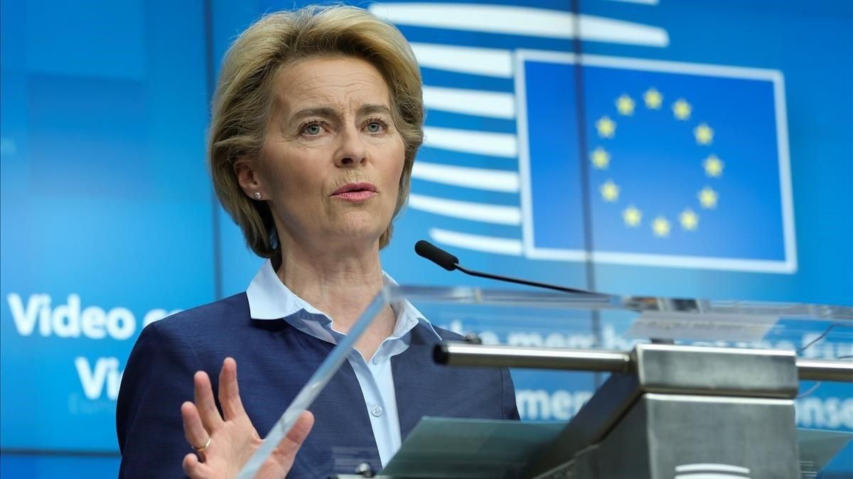 La presidenta de la Comisión Europea, Ursula von der Leyen, en rueda de prensa tras la cumbre de la UE. La presidenta de la Comisión Europea, Ursula von der Leyen, en rueda de prensa tras la cumbre de la UE.