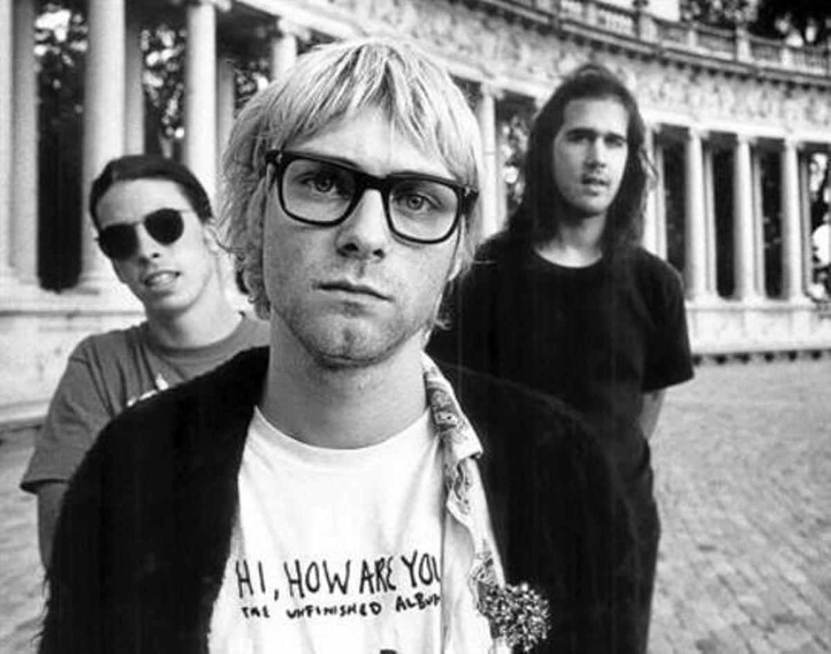 Kurt Cobain, entre David Grohl y Krist Novoselic,en una imagen de Nirvana. Kurt Cobain, entre David Grohl y Krist Novoselic,en una imagen de Nirvana.
