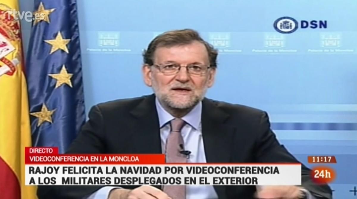 Imagen de la intervención de Rajoy, este sábado. Imagen de la intervención de Rajoy, este sábado.