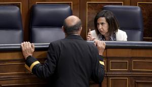 Margarita Robles, ministra de Defensa, este miércoles en el Congreso de los Diputados.