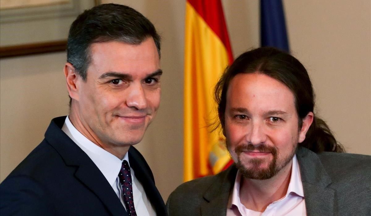 Pedro Sánchez y Pablo Iglesias. Pedro Sánchez y Pablo Iglesias.