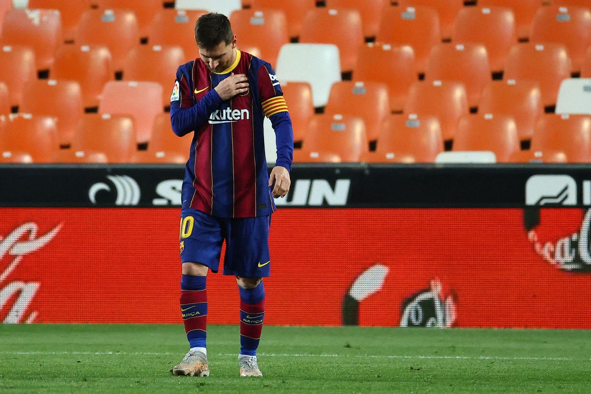 Messi, tras marcar en Valencia. Messi, tras marcar en Valencia.
