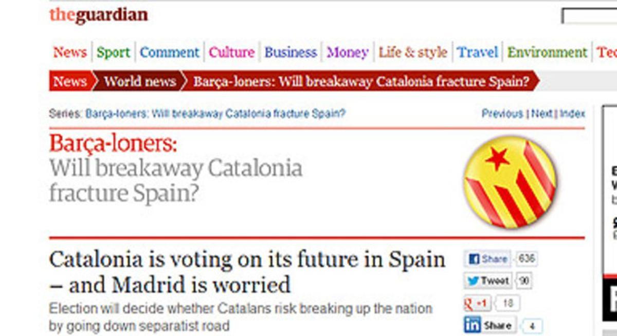 El especial sobre las elecciones de Catalunya, en la web del diario ’The Guardian’.