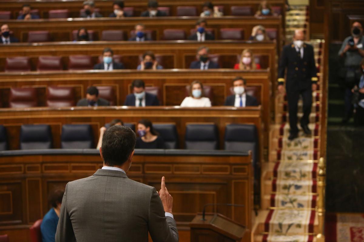 Sánchez, durante la sesión de control de la semana pasada en el Congreso.
