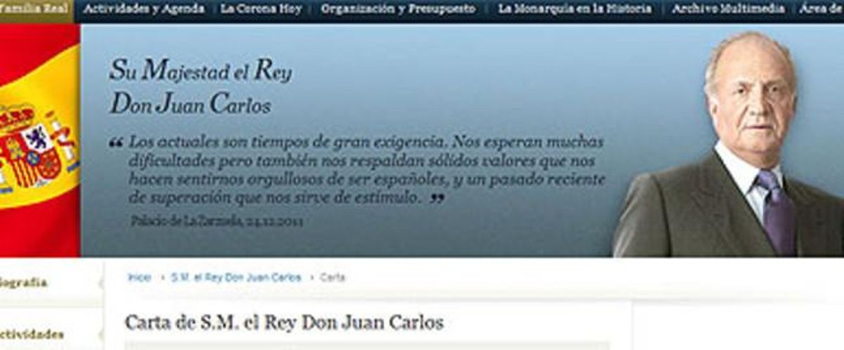 Imagen de la web de la Casa del Rey. Imagen de la web de la Casa del Rey.