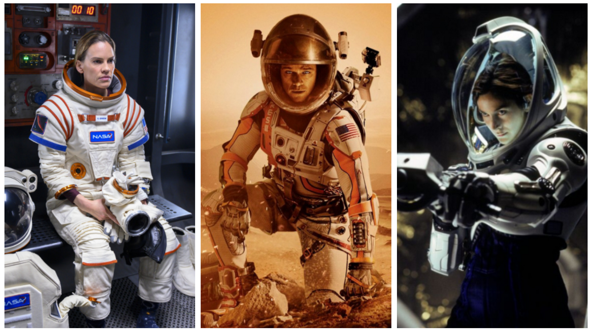 Fotogramas de la serie ’Away’ y de las películas ’Marte (The martian)’ y ’Planeta rojo’. Fotogramas de la serie ’Away’ y de las películas ’Marte (The martian)’ y ’Planeta rojo’.