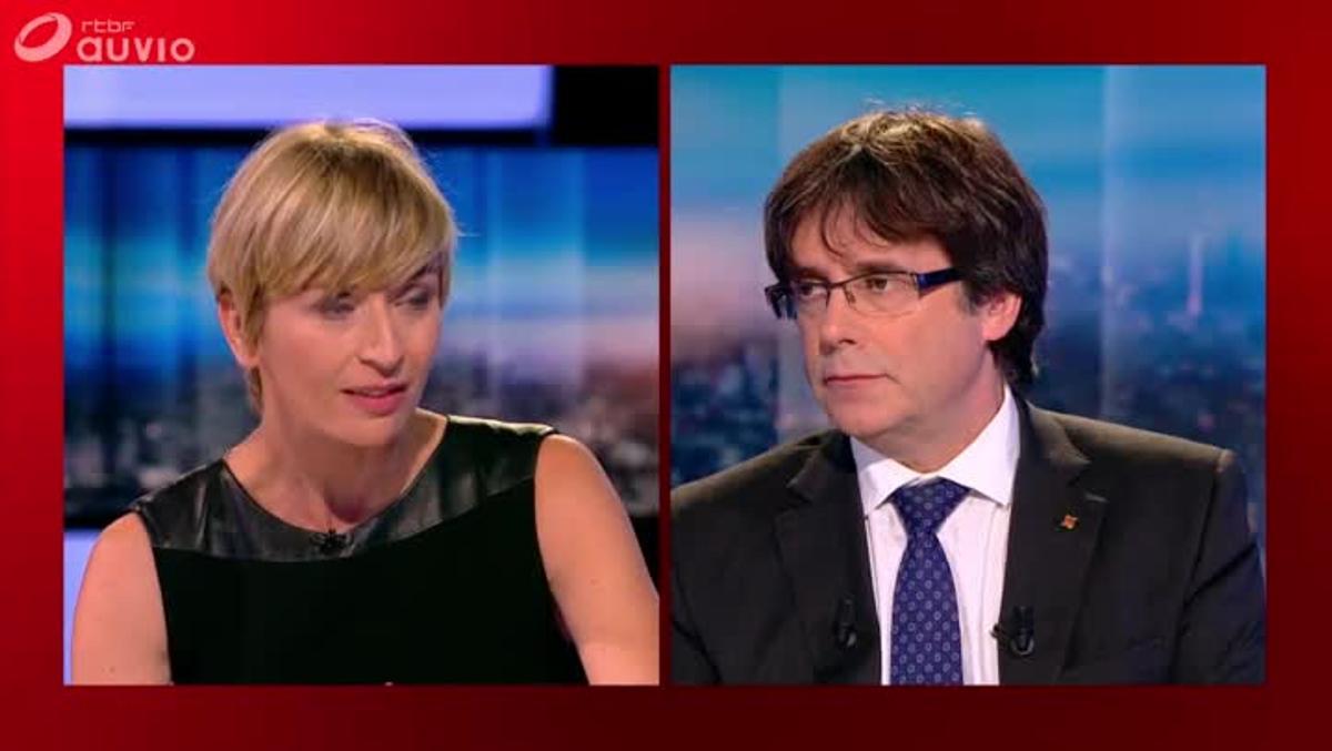 Momentos de la entrevista a Carles Puigdemont en la televisión pública belga (RTFB).