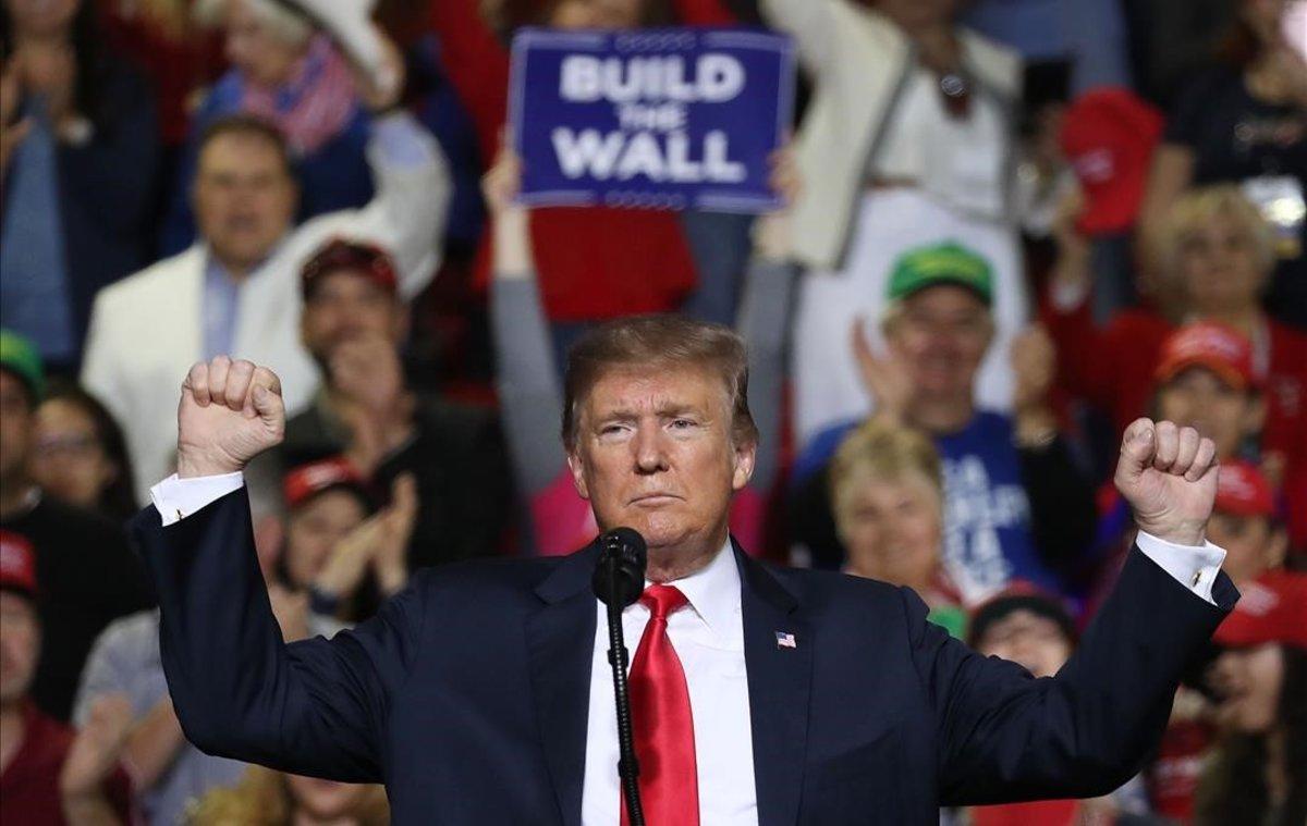 Donald Trump durante su acto en El Paso para defender la construcción del muro.