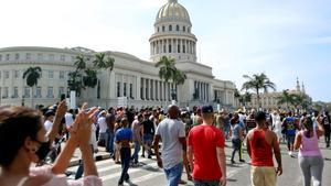 La marcha en Cuba durante el 11J.