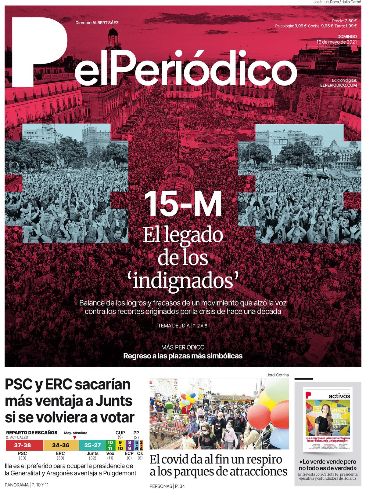 La portada de EL PERIÓDICO del 16 de mayo de 2021 La portada de EL PERIÓDICO del 16 de mayo de 2021
