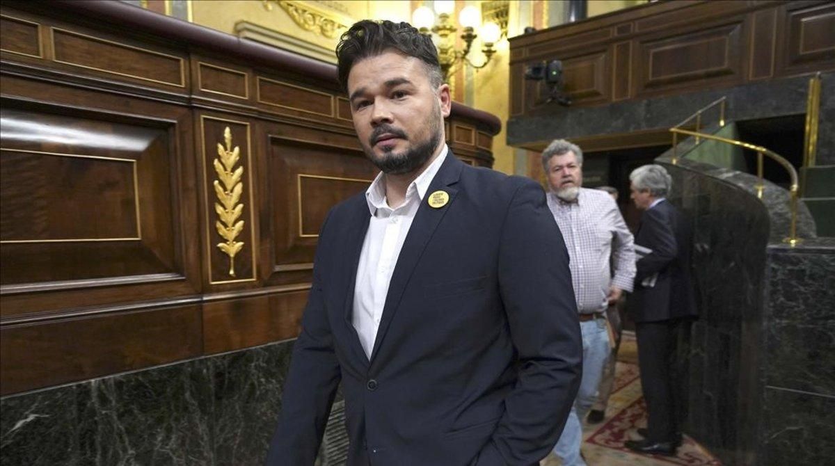El portavoz de ERC en el Congreso de los Diputados, Gabriel Rufian, este miércoles. El portavoz de ERC en el Congreso de los Diputados, Gabriel Rufian, este miércoles.