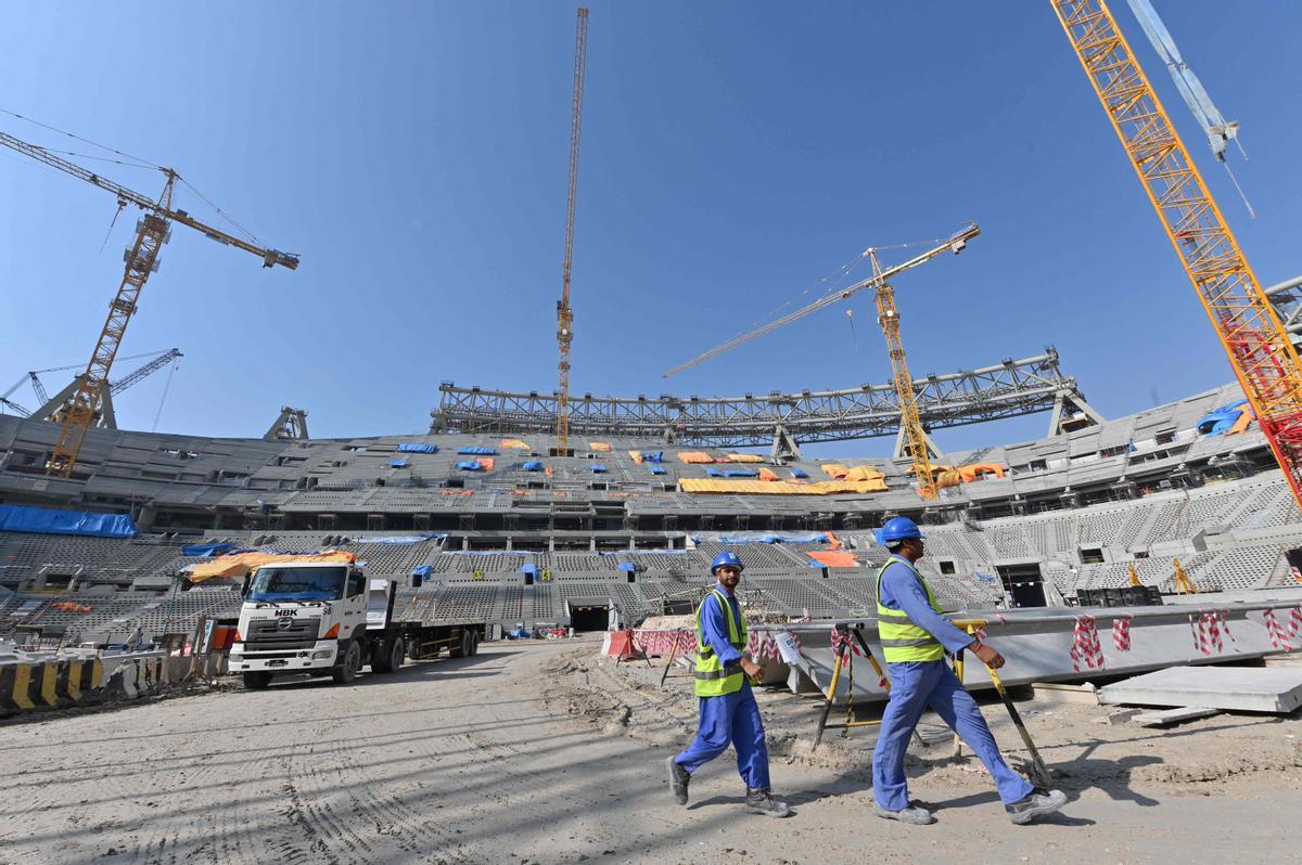 Construcción del Estadio Lusail, en diciembre de 2019.