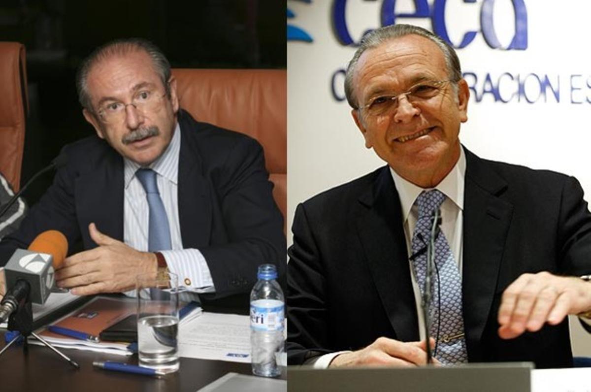 El presidente del grupo Sacyr Vallehermoso, Luis del Rivero y el presidente de La Caixa, Isidre Fainé.