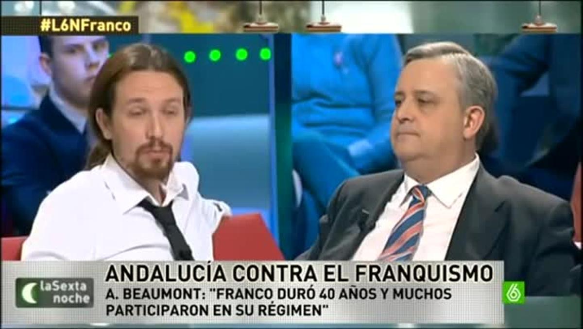 El líder de Podemos, Pablo Iglesias, discute con el periodista Alfonso Rojo en el programa ’La Sexta Noche’.