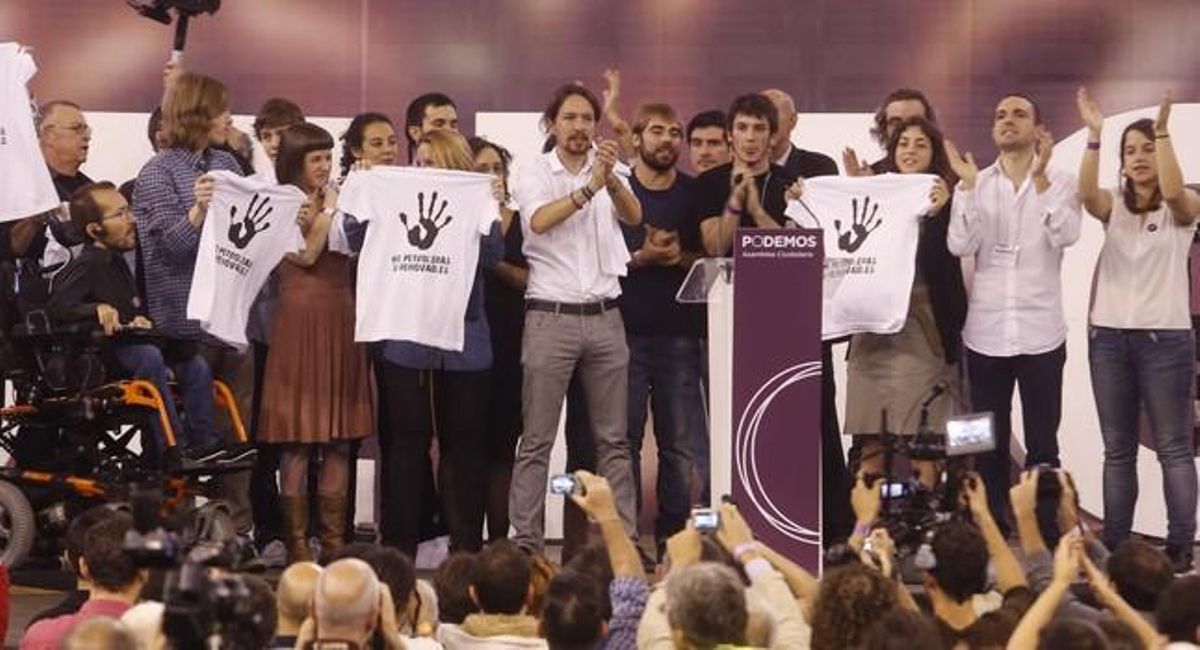 Asamblea ciudadana de Podemos en el palacio de Vistalegre, en Madrid. Asamblea ciudadana de Podemos en el palacio de Vistalegre, en Madrid.