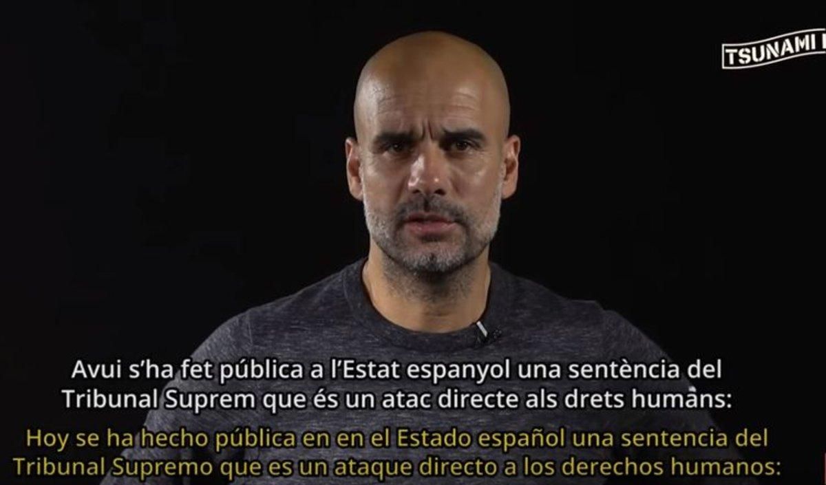 Pep Guardiola, en el vídeo de Tsunami Democràtic. Pep Guardiola, en el vídeo de Tsunami Democràtic.