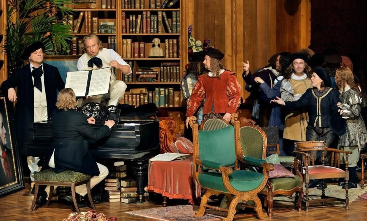 Una escena del primer acto de ’Los maestros cantores de Núremberg’, en la producción de Barrie Kosky para el Festival de Bayreuth. Una escena del primer acto de ’Los maestros cantores de Núremberg’, en la producción de Barrie Kosky para el Festival de Bayreuth.