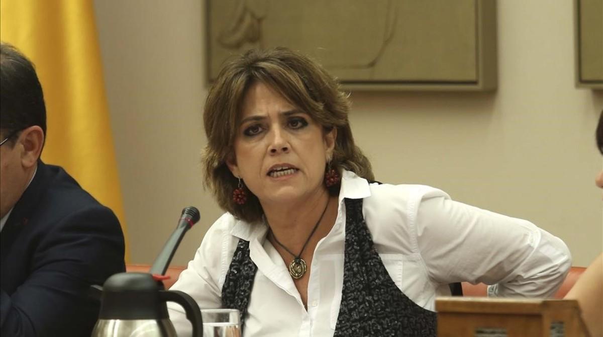 La ministra de Justicia, Dolores Delgado, este miércoles en el Congreso.