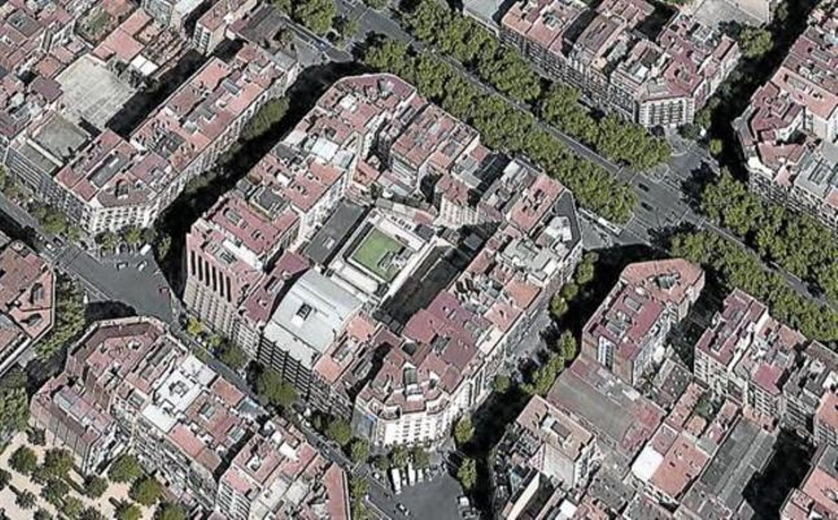 Vista aérea de la manzana que se pretende renovar siguiendo criterios sostenibles. Vista aérea de la manzana que se pretende renovar siguiendo criterios sostenibles.