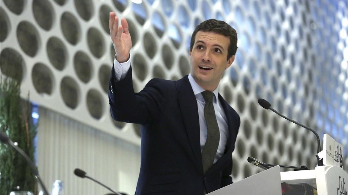 El presidente del PP, Pablo Casado, en Club Siglo XXI. El presidente del PP, Pablo Casado, en Club Siglo XXI.