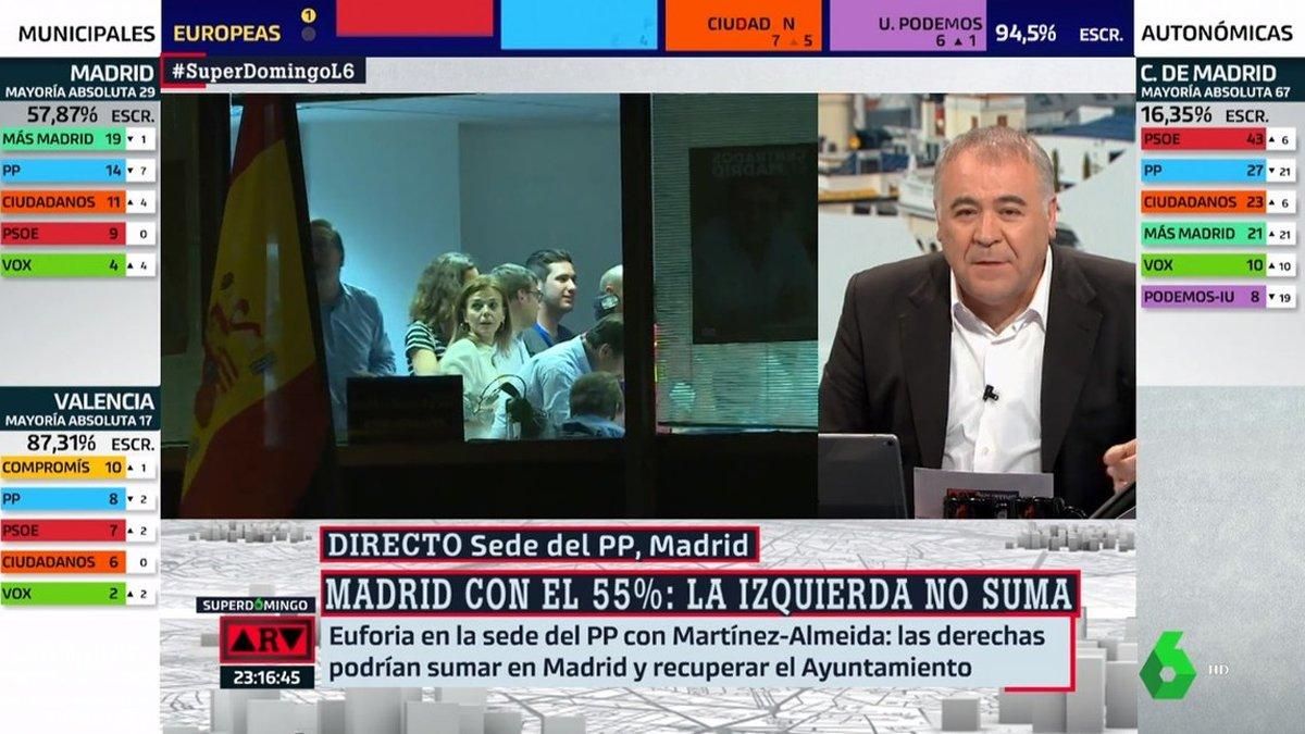Antonio García Ferreras, protagonista dels mems durant la nit electoral pel seu grafisme acolorit Antonio García Ferreras, protagonista dels mems durant la nit electoral pel seu grafisme acolorit